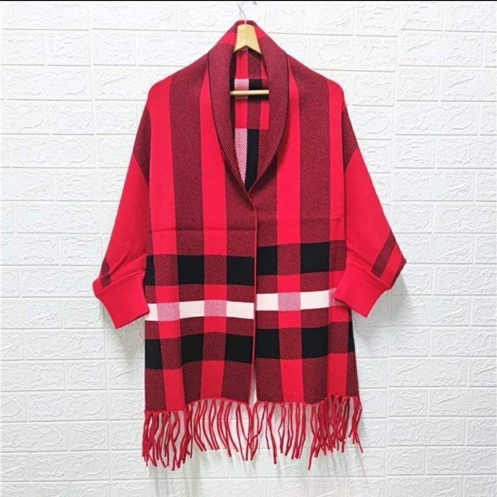 Red/Black- Stylish Warm Cashmere/Shawl for women
